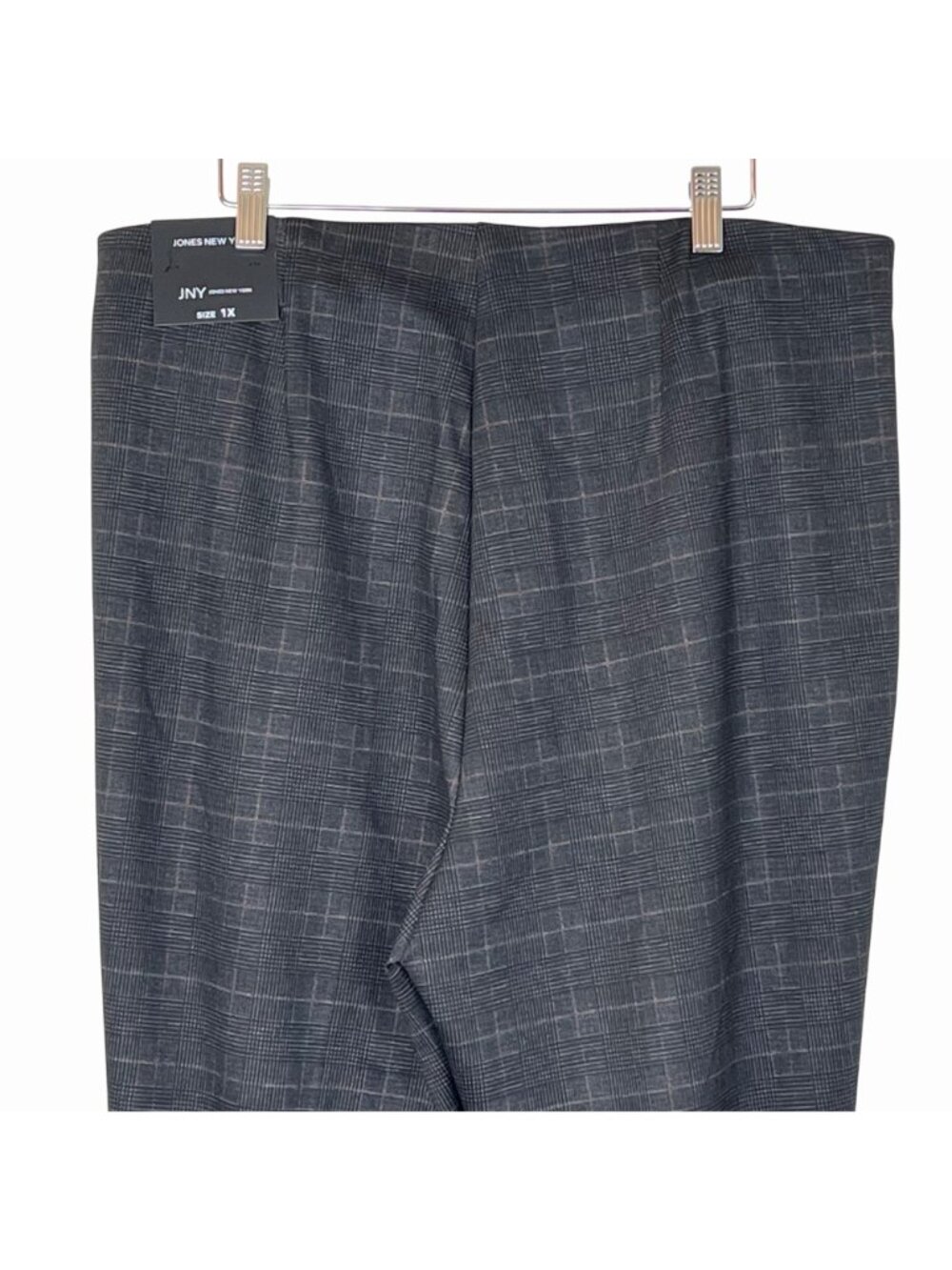 Jones New York Womens Pull-On Wide Leg Plaid Pants Sz 1X Gray Black/Gray NWT's - Picture 5 of 8